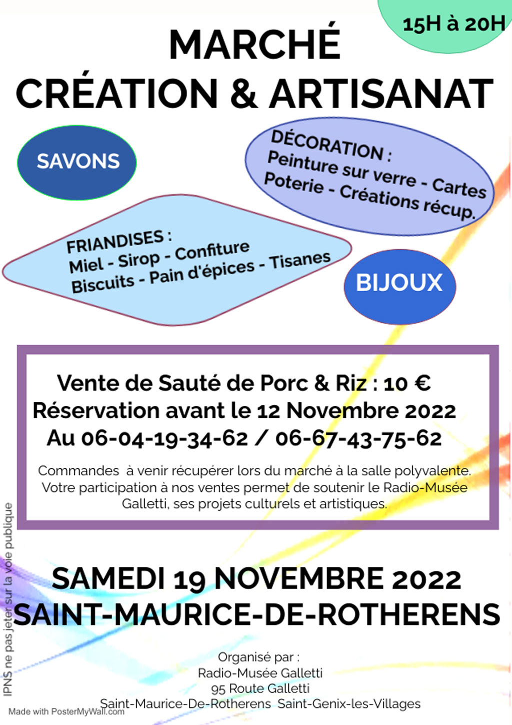 Affiche du Marché création et artisanat samedi 19 novembre 2022 à Saint Maurice de Rotherens