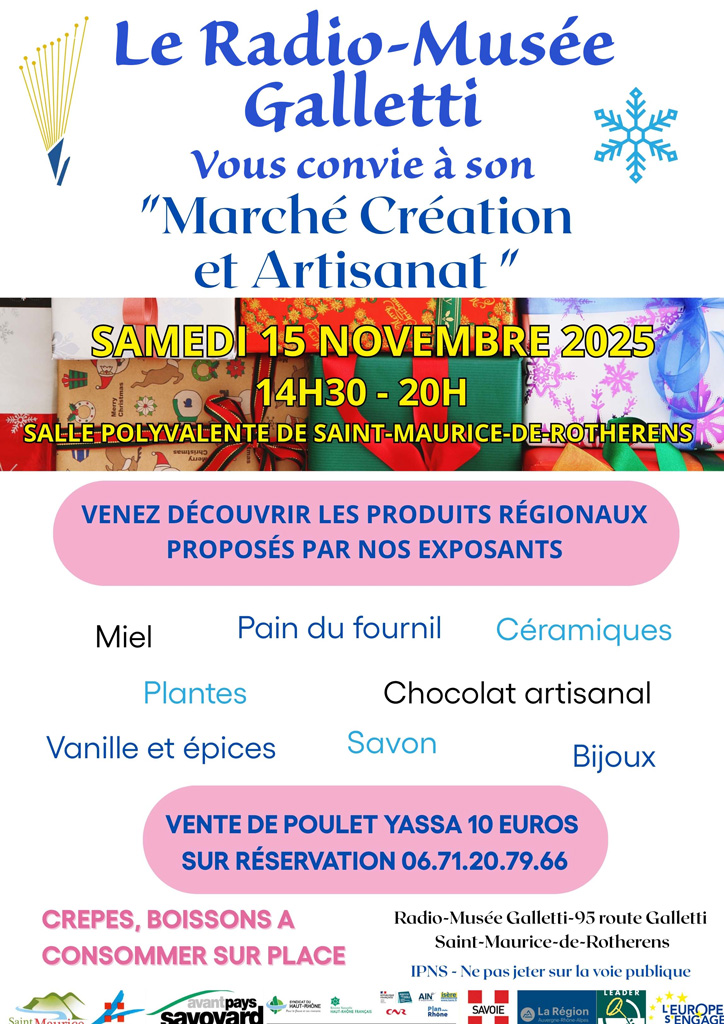 Samedi 15 novembre 2025 : marché de la Création et de l'Artisanat