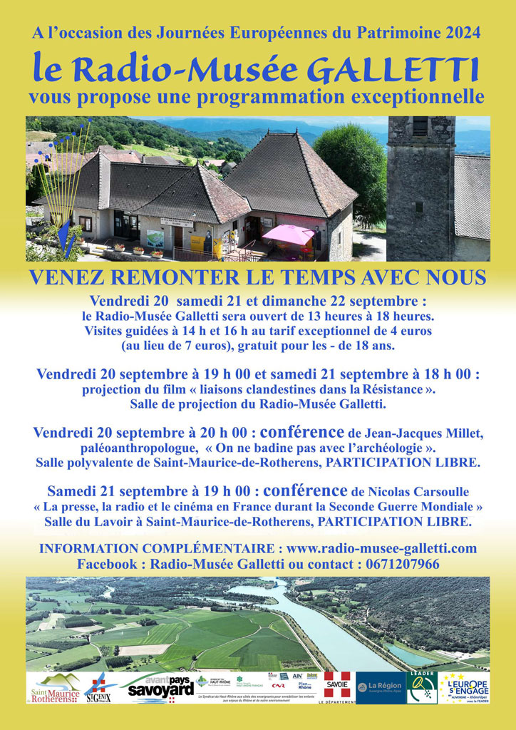 Affiche des Journées Européennes du Patrimoine 2024, avec le programme des 20 et 21 septembre.